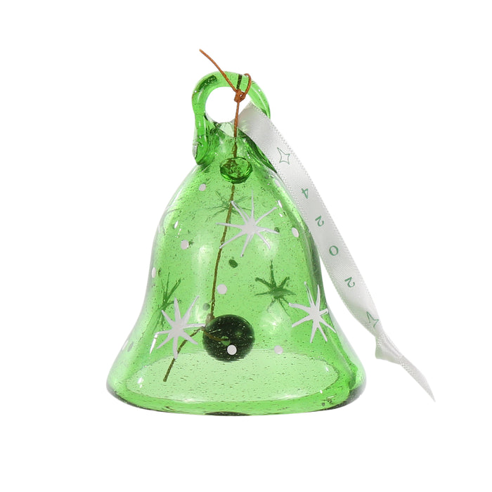 Green Bell with Silver Stars Christmas 2024