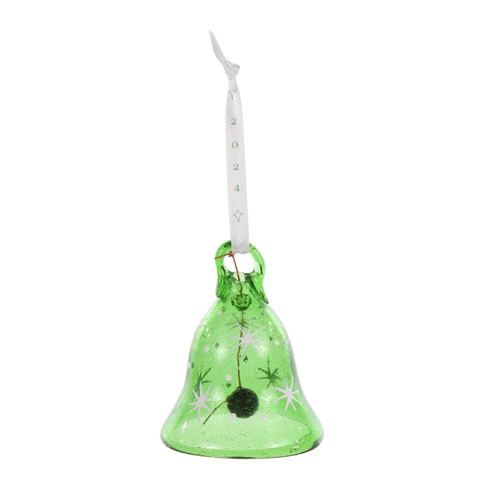 Green Bell with Silver Stars Christmas 2024